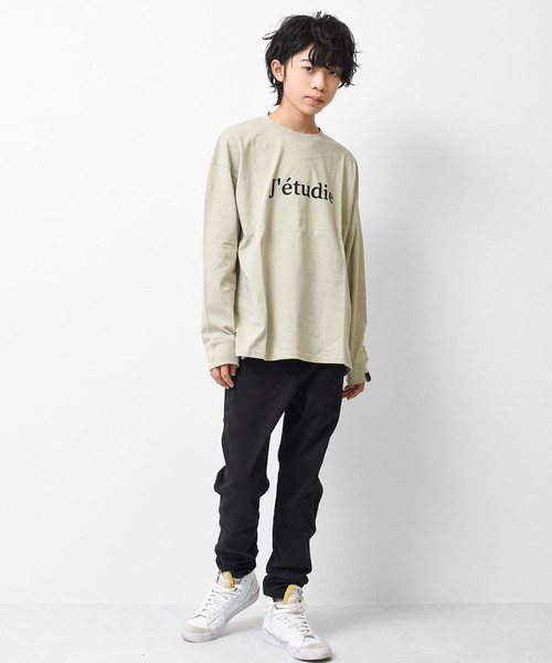 RAT EFFECT（ラットエフェクト）の「jetudieプリント袖リブロングTシャツ（Tシャツ/カットソー・キッズ・カーキ/サックスブルー/オフホワイト/ブラック/グレイッシュベージュ/チャコールグレー・160/130/150/140/120）」の12枚目の写真