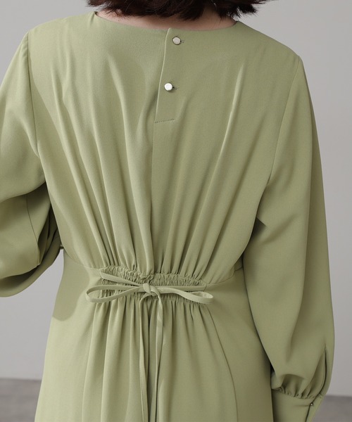 N.（N. Natural Beauty Basic）（エヌエヌナチュラルビューティーベーシック）の「◆スクエアカラーウエストタックワンピース（ワンピース・レディース・ライトグリーン/モカ/ナチュラル・MEDIUM）」の12枚目の写真