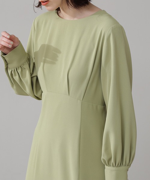 N.（N. Natural Beauty Basic）（エヌエヌナチュラルビューティーベーシック）の「◆スクエアカラーウエストタックワンピース（ワンピース・レディース・ライトグリーン/モカ/ナチュラル・MEDIUM）」の5枚目の写真