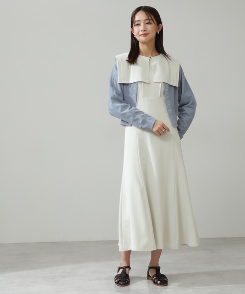 N.（N. Natural Beauty Basic）（エヌエヌナチュラルビューティーベーシック）の「◆スクエアカラーウエストタックワンピース（ワンピース・レディース・ライトグリーン/モカ/ナチュラル・MEDIUM）」の17枚目の写真