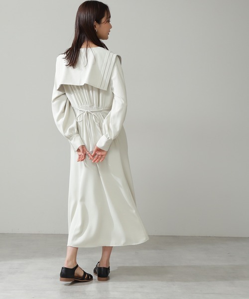 N.（N. Natural Beauty Basic）（エヌエヌナチュラルビューティーベーシック）の「◆スクエアカラーウエストタックワンピース（ワンピース・レディース・ライトグリーン/モカ/ナチュラル・MEDIUM）」の16枚目の写真