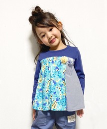 trois lapins kp | 切替えデザインの長袖Tシャツ(100-130cm)(Tシャツ/カットソー)