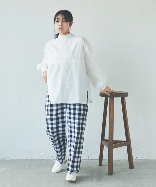 Libra Cue(リブラ キュー)の「ギンガムチェックタックワイドパンツ(スラックス・レディース・ブラック/レッド・FREE)」の21枚目の写真