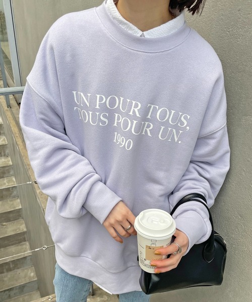 DISCOAT(ディスコート)の「ヘヴィウェイトシンプルロゴビックスウェット(スウェット・レディース・ホワイト/ベージュ/バイオレット・FREE)」の1枚目の写真