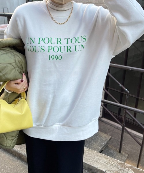 DISCOAT(ディスコート)の「ヘヴィウェイトシンプルロゴビックスウェット(スウェット・レディース・ホワイト/ベージュ/バイオレット・FREE)」の2枚目の写真