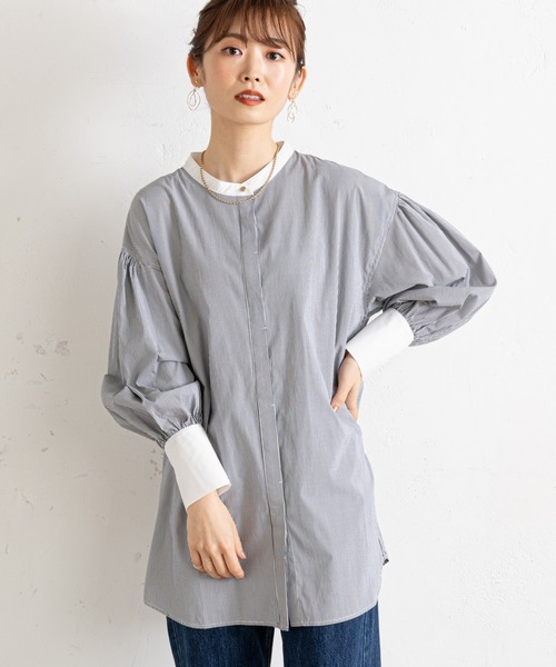 prose verse（プロズヴェール）の「クレリック袖ボリュームブラウス（シャツ/ブラウス・レディース・オフホワイト/ブラック/ブルー/ピンク/サックスブルー・MEDIUM）」の2枚目の写真