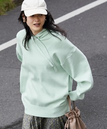 フード付きニットプルオーバー