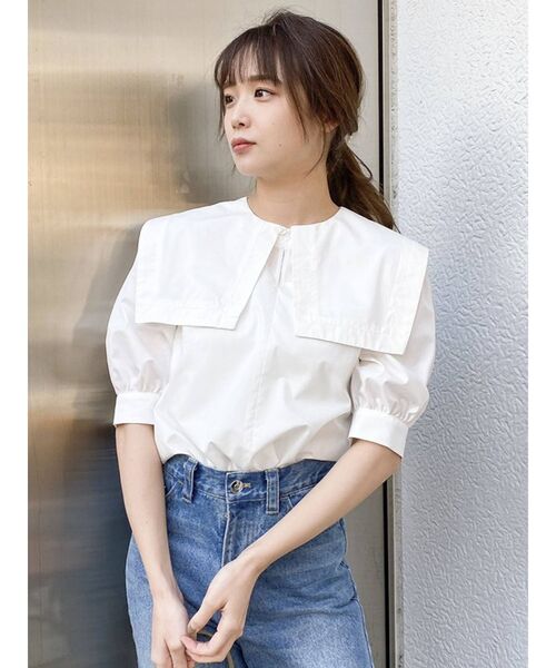 dazzlin(ダズリン)の「ストライプセーラーブラウス(シャツ/ブラウス・レディース・ベージュ/グレー/オフホワイト・FREE)」の10枚目の写真