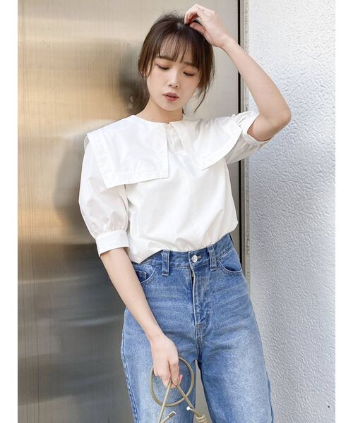 dazzlin(ダズリン)の「ストライプセーラーブラウス(シャツ/ブラウス・レディース・ベージュ/グレー/オフホワイト・FREE)」の11枚目の写真