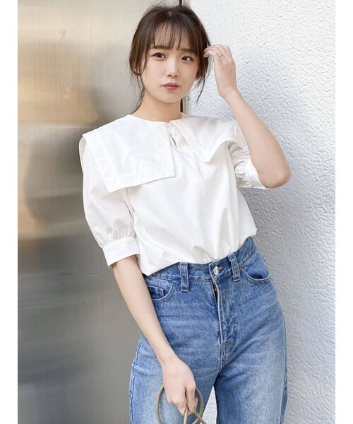 dazzlin(ダズリン)の「ストライプセーラーブラウス(シャツ/ブラウス・レディース・ベージュ/グレー/オフホワイト・FREE)」の12枚目の写真