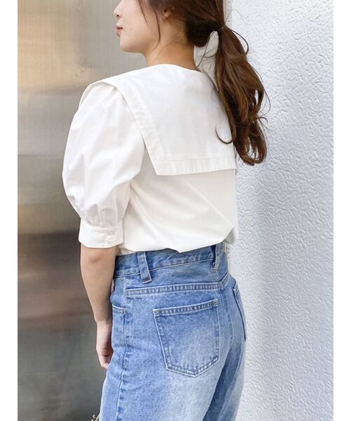 dazzlin(ダズリン)の「ストライプセーラーブラウス(シャツ/ブラウス・レディース・ベージュ/グレー/オフホワイト・FREE)」の13枚目の写真