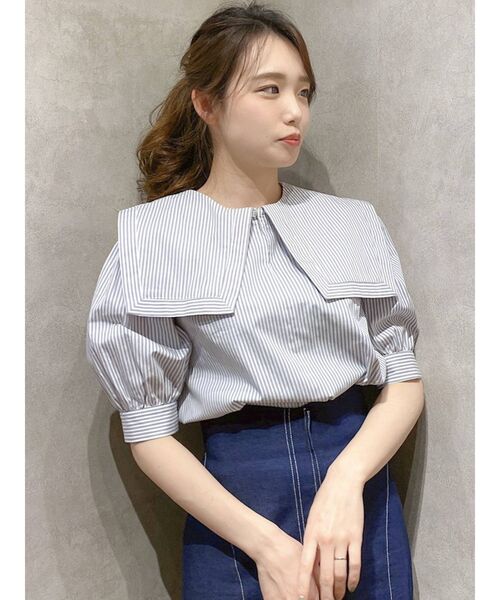 dazzlin(ダズリン)の「ストライプセーラーブラウス(シャツ/ブラウス・レディース・ベージュ/グレー/オフホワイト・FREE)」の21枚目の写真