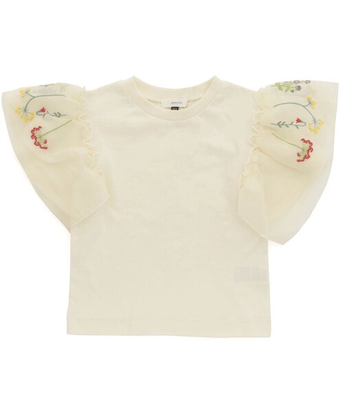 Seraph(セラフ)の「ファンタジーフラワー刺繍Tシャツ(Tシャツ/カットソー・キッズ・オフホワイト/サックスブルー/オレンジ/ラベンダー・90/100/110/120/80/130/140)」の2枚目の写真