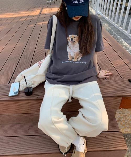 MANGROVE（マングローブ）の「DOGプリントTシャツ（Tシャツ/カットソー・レディース・ホワイト/チャコールグレー・FREE）」の11枚目の写真