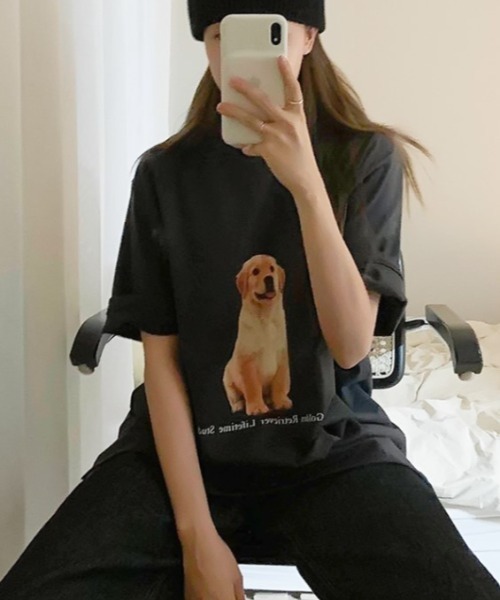 MANGROVE（マングローブ）の「DOGプリントTシャツ（Tシャツ/カットソー・レディース・ホワイト/チャコールグレー・FREE）」の19枚目の写真