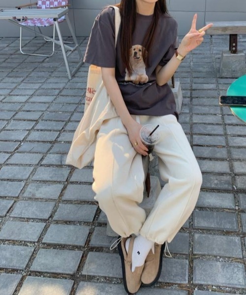 MANGROVE（マングローブ）の「DOGプリントTシャツ（Tシャツ/カットソー・レディース・ホワイト/チャコールグレー・FREE）」の20枚目の写真