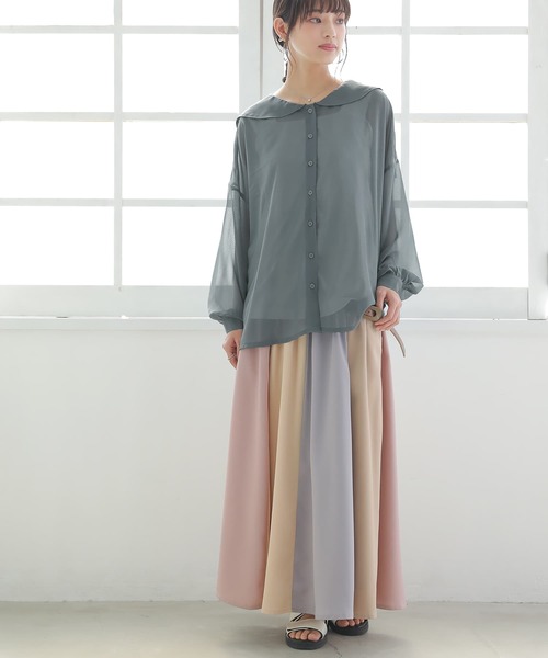 osharewalker（オシャレウォーカー）の「【廃盤】『セーラーカラーシアーシャツ』（シャツ/ブラウス・レディース・ブラック/グレイッシュブルー/ライトグレー・FREE）」の15枚目の写真