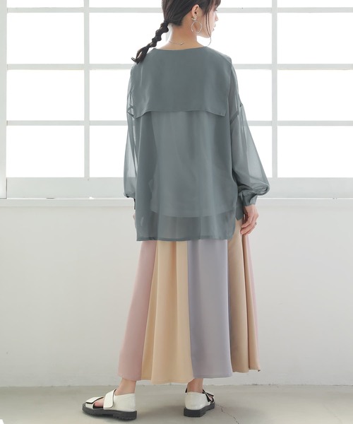 osharewalker（オシャレウォーカー）の「【廃盤】『セーラーカラーシアーシャツ』（シャツ/ブラウス・レディース・ブラック/グレイッシュブルー/ライトグレー・FREE）」の5枚目の写真