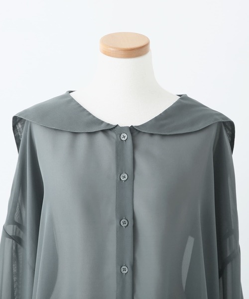 osharewalker（オシャレウォーカー）の「【廃盤】『セーラーカラーシアーシャツ』（シャツ/ブラウス・レディース・ブラック/グレイッシュブルー/ライトグレー・FREE）」の13枚目の写真