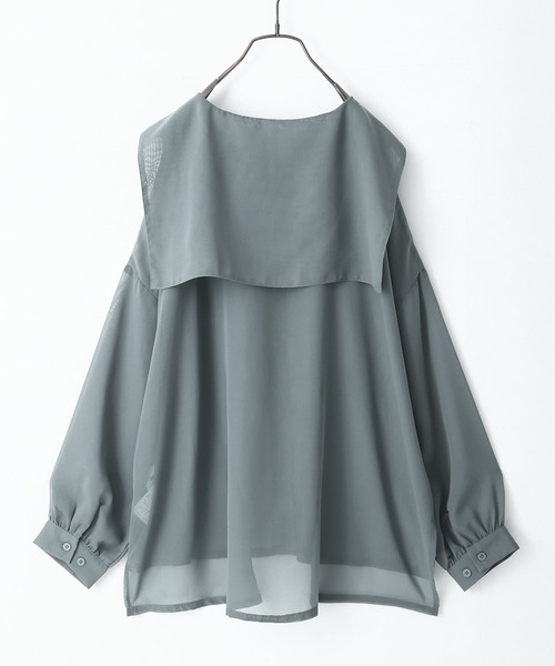 osharewalker（オシャレウォーカー）の「【廃盤】『セーラーカラーシアーシャツ』（シャツ/ブラウス・レディース・ブラック/グレイッシュブルー/ライトグレー・FREE）」の14枚目の写真