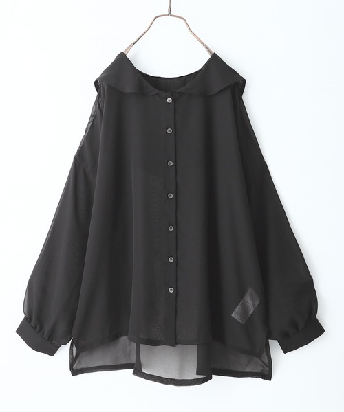 osharewalker（オシャレウォーカー）の「【廃盤】『セーラーカラーシアーシャツ』（シャツ/ブラウス・レディース・ブラック/グレイッシュブルー/ライトグレー・FREE）」の18枚目の写真