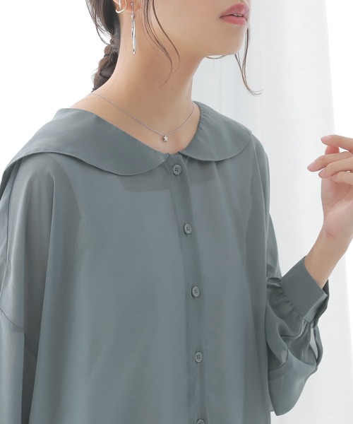 osharewalker（オシャレウォーカー）の「【廃盤】『セーラーカラーシアーシャツ』（シャツ/ブラウス・レディース・ブラック/グレイッシュブルー/ライトグレー・FREE）」の8枚目の写真