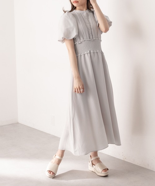 OLIVE des OLIVE（オリーブデオリーブ）の「【WEB限定カラー有】ピンタックバックリボンワンピース（ワンピース・レディース・ライトグレー/グレイッシュベージュ/オフホワイト/サックスブルー/ライム/ブルー・FREE）」の15枚目の写真