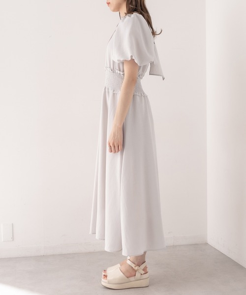 OLIVE des OLIVE（オリーブデオリーブ）の「【WEB限定カラー有】ピンタックバックリボンワンピース（ワンピース・レディース・ライトグレー/グレイッシュベージュ/オフホワイト/サックスブルー/ライム/ブルー・FREE）」の14枚目の写真