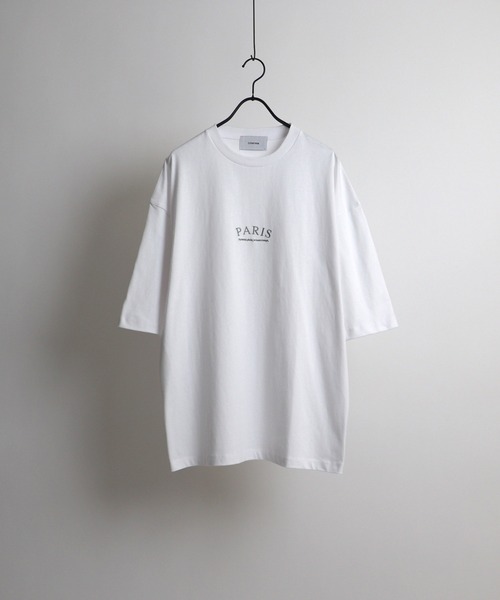 Confirm(コンファーム)の「PARIS ロゴ刺繍ルーズTシャツ【Confirm】(Tシャツ/カットソー・メンズ・ブラック/ホワイト/グレイッシュブルー・M/L)」の1枚目の写真
