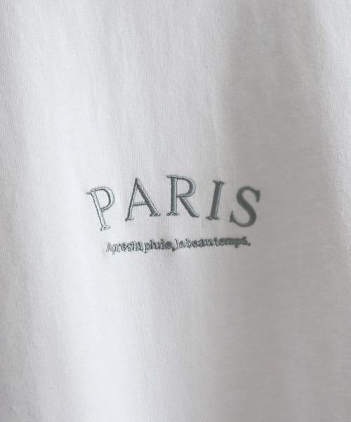 Confirm(コンファーム)の「PARIS ロゴ刺繍ルーズTシャツ【Confirm】(Tシャツ/カットソー・メンズ・ブラック/ホワイト/グレイッシュブルー・M/L)」の9枚目の写真