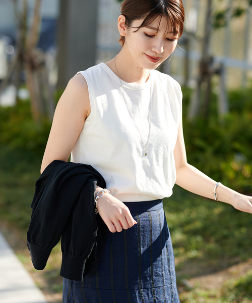 JOURNAL STANDARD（ジャーナルスタンダード）の「ノースリーブ SWEAT SHIRT（Tシャツ/カットソー・レディース・ホワイト/ホワイト系その他2/ブラック・FREE）」の2枚目の写真