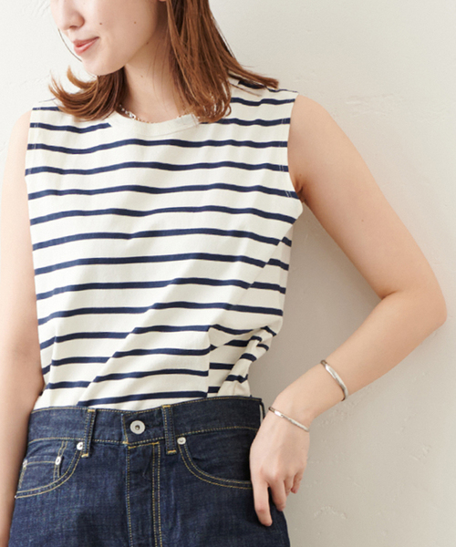 JOURNAL STANDARD（ジャーナルスタンダード）の「ノースリーブ SWEAT SHIRT（Tシャツ/カットソー・レディース・ホワイト/ホワイト系その他2/ブラック・FREE）」の3枚目の写真