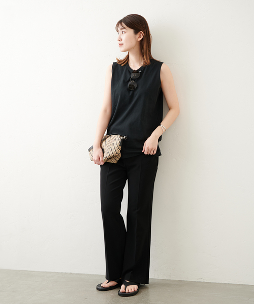 JOURNAL STANDARD（ジャーナルスタンダード）の「ノースリーブ SWEAT SHIRT（Tシャツ/カットソー・レディース・ホワイト/ホワイト系その他2/ブラック・FREE）」の4枚目の写真