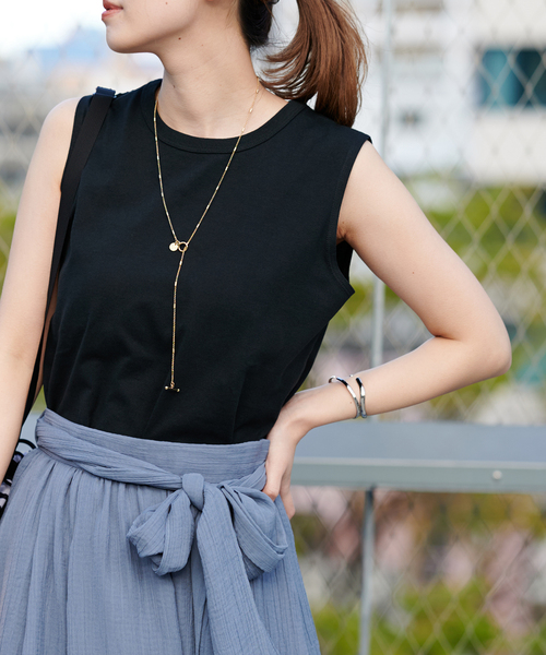 JOURNAL STANDARD（ジャーナルスタンダード）の「ノースリーブ SWEAT SHIRT（Tシャツ/カットソー・レディース・ホワイト/ホワイト系その他2/ブラック・FREE）」の8枚目の写真