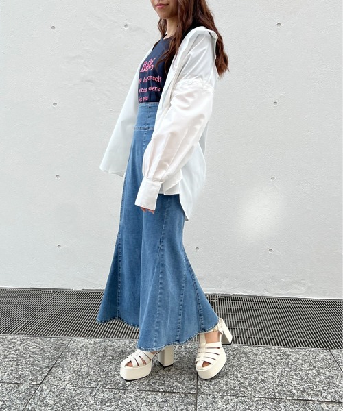 abc une face(アーベーセーアンフェイス)の「2WAYビッグ/オーバーサイズシャツ(シャツ/ブラウス・レディース・ホワイト/ライトピンク/ブラック/ライトブルー・FREE)」の1枚目の写真