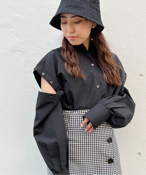 abc une face(アーベーセーアンフェイス)の「2WAYビッグ/オーバーサイズシャツ(シャツ/ブラウス・レディース・ホワイト/ライトピンク/ブラック/ライトブルー・FREE)」の14枚目の写真