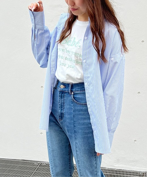 abc une face(アーベーセーアンフェイス)の「2WAYビッグ/オーバーサイズシャツ(シャツ/ブラウス・レディース・ホワイト/ライトピンク/ブラック/ライトブルー・FREE)」の9枚目の写真