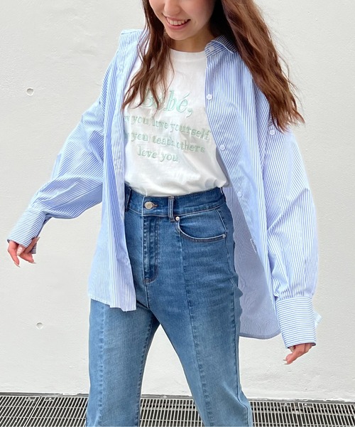 abc une face(アーベーセーアンフェイス)の「2WAYビッグ/オーバーサイズシャツ(シャツ/ブラウス・レディース・ホワイト/ライトピンク/ブラック/ライトブルー・FREE)」の21枚目の写真