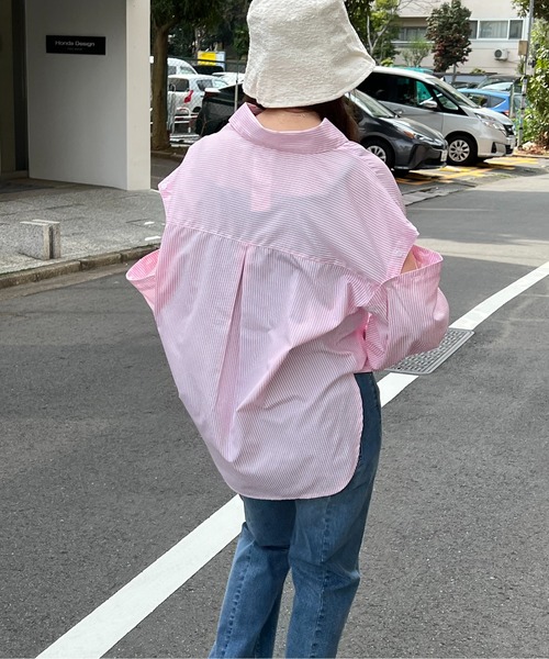 abc une face(アーベーセーアンフェイス)の「2WAYビッグ/オーバーサイズシャツ(シャツ/ブラウス・レディース・ホワイト/ライトピンク/ブラック/ライトブルー・FREE)」の10枚目の写真