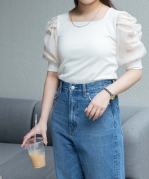 WEGO/バックリボンパフスリーブトップス