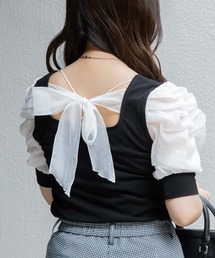 WEGO/バックリボンパフスリーブトップス
