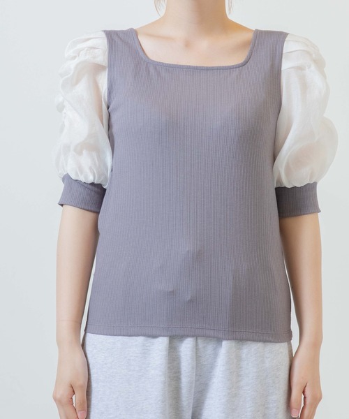 WEGO（ウィゴー）の「WEGO/バックリボンパフスリーブトップス（Tシャツ/カットソー・レディース・アイボリー/ブラック/パープル系その他・FREE）」の18枚目の写真