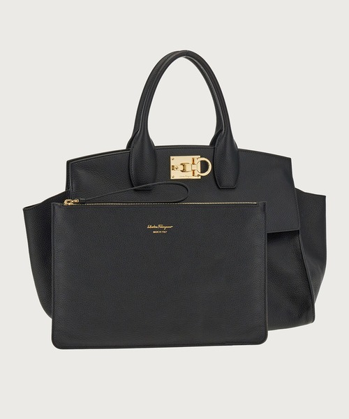 FERRAGAMO（フェラガモ）の「FERRAGAMO STUDIO SOFT BAG（ハンドバッグ・レディース・ブラック・ONE SIZE）」の9枚目の写真