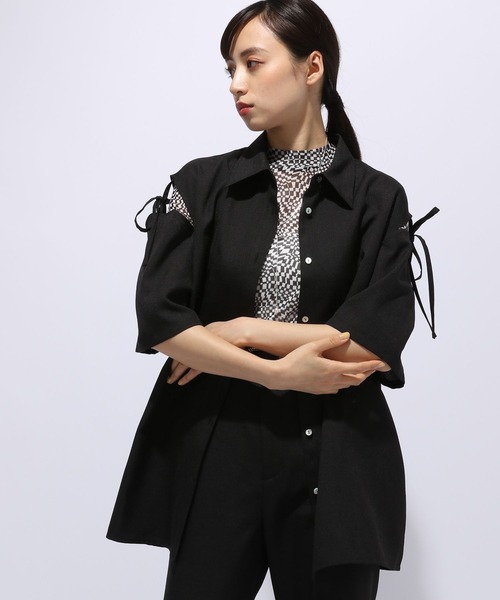 新品】HARE ハレ ソデレイヤードシャツ ブラック - メルカリ