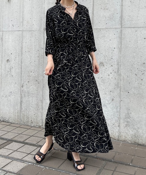 Ezick（エジック）の「ニュアンスプリントワンピース（ワンピース・レディース・オフホワイト/ブラック・FREE）」の11枚目の写真