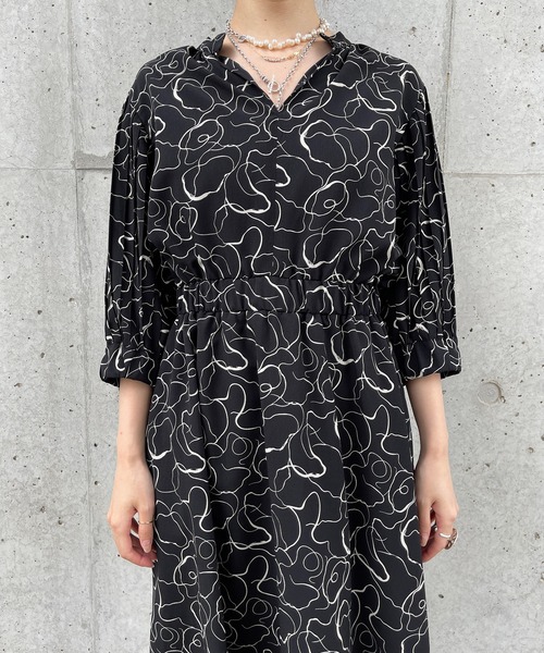 Ezick（エジック）の「ニュアンスプリントワンピース（ワンピース・レディース・オフホワイト/ブラック・FREE）」の12枚目の写真