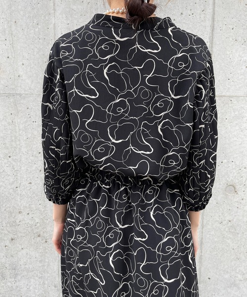 Ezick（エジック）の「ニュアンスプリントワンピース（ワンピース・レディース・オフホワイト/ブラック・FREE）」の8枚目の写真