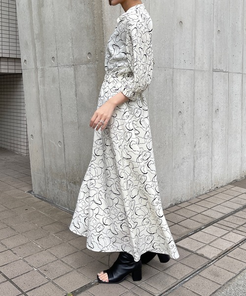 Ezick（エジック）の「ニュアンスプリントワンピース（ワンピース・レディース・オフホワイト/ブラック・FREE）」の9枚目の写真