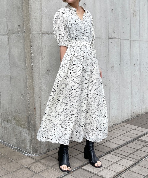 Ezick（エジック）の「ニュアンスプリントワンピース（ワンピース・レディース・オフホワイト/ブラック・FREE）」の17枚目の写真