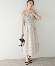 【JUST FEMALE/ジャストフィーメイル 】ドットシャーリングワンピース
